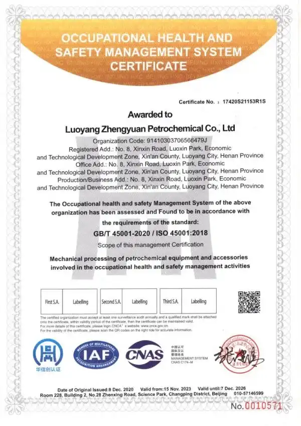 Health, Safety and Environment Management System Certificate
